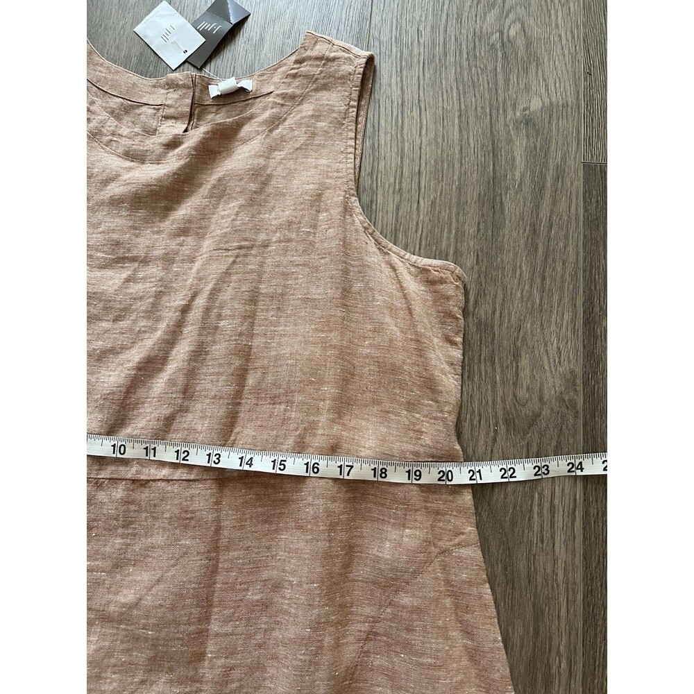 Pure J. Jill 100% Linen Sleeveless Midi Dress Terracotta Minimalist Petite Large - Picture 13 of 15